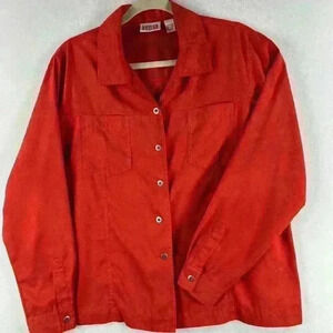 Chicos Design Women’s Shirt/Jacket Orange/Red Long Sleeve Size 2 (L/12)